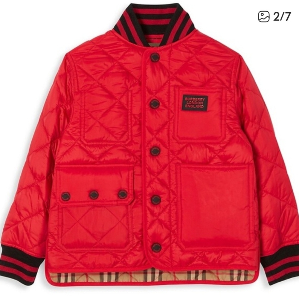 Burberry Kids Red Quilted Jacket